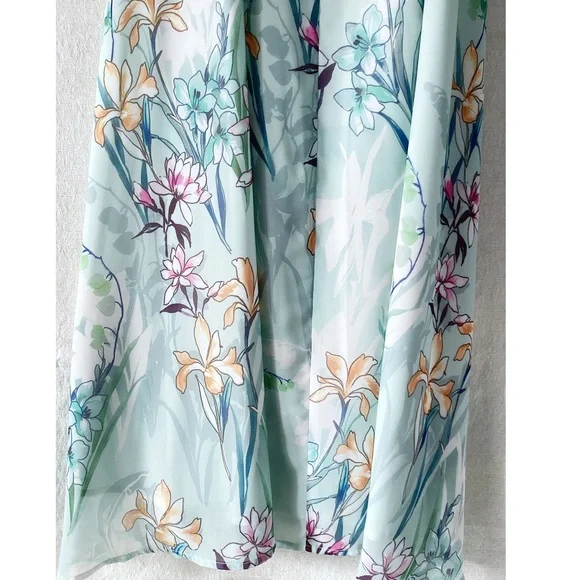 Yumi Kim Wrap Maxi Dress Woman’s Size Medium Mint Green Floral Print - Picture 9 of 12